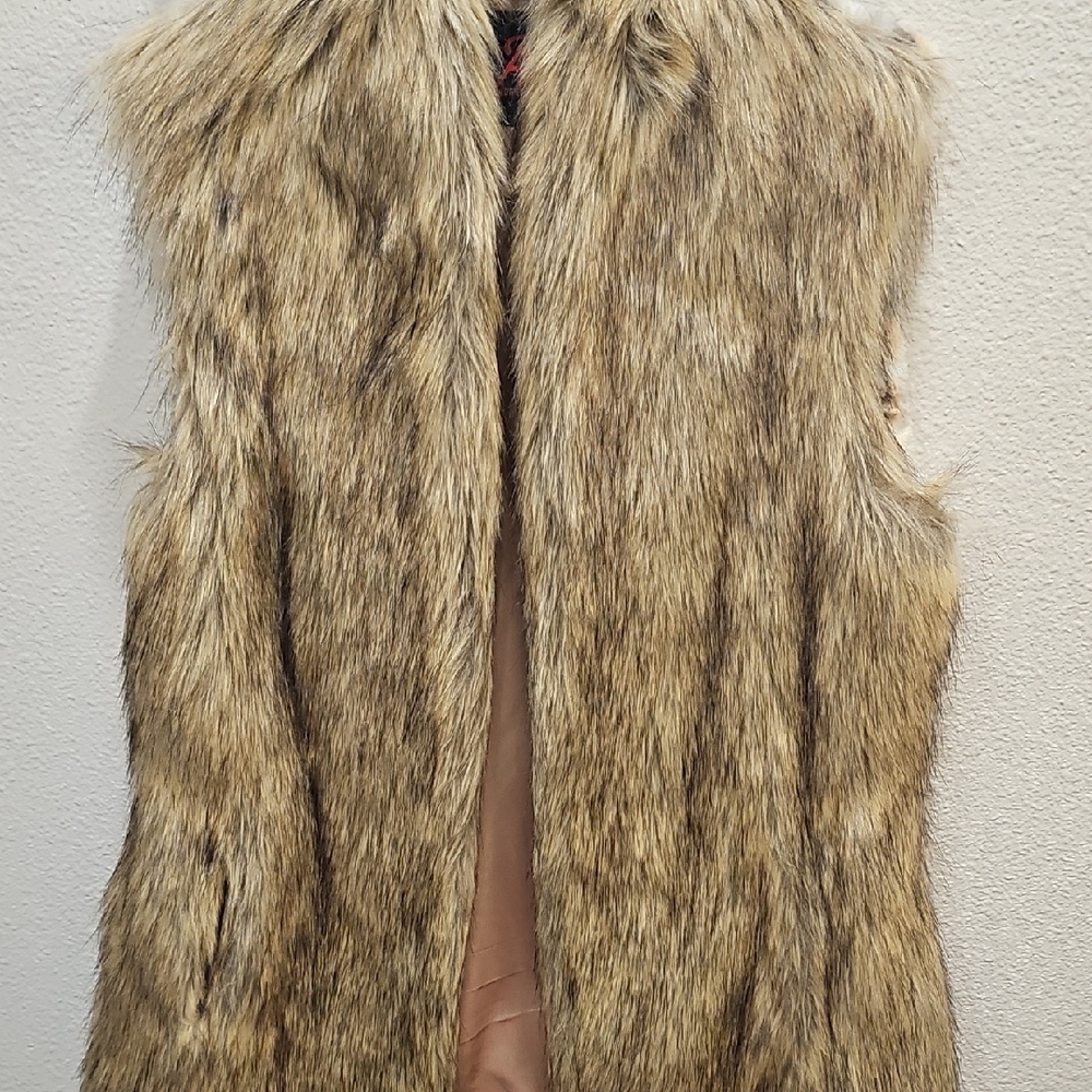 Adrienne Landau Faux Fur Vest - Tan